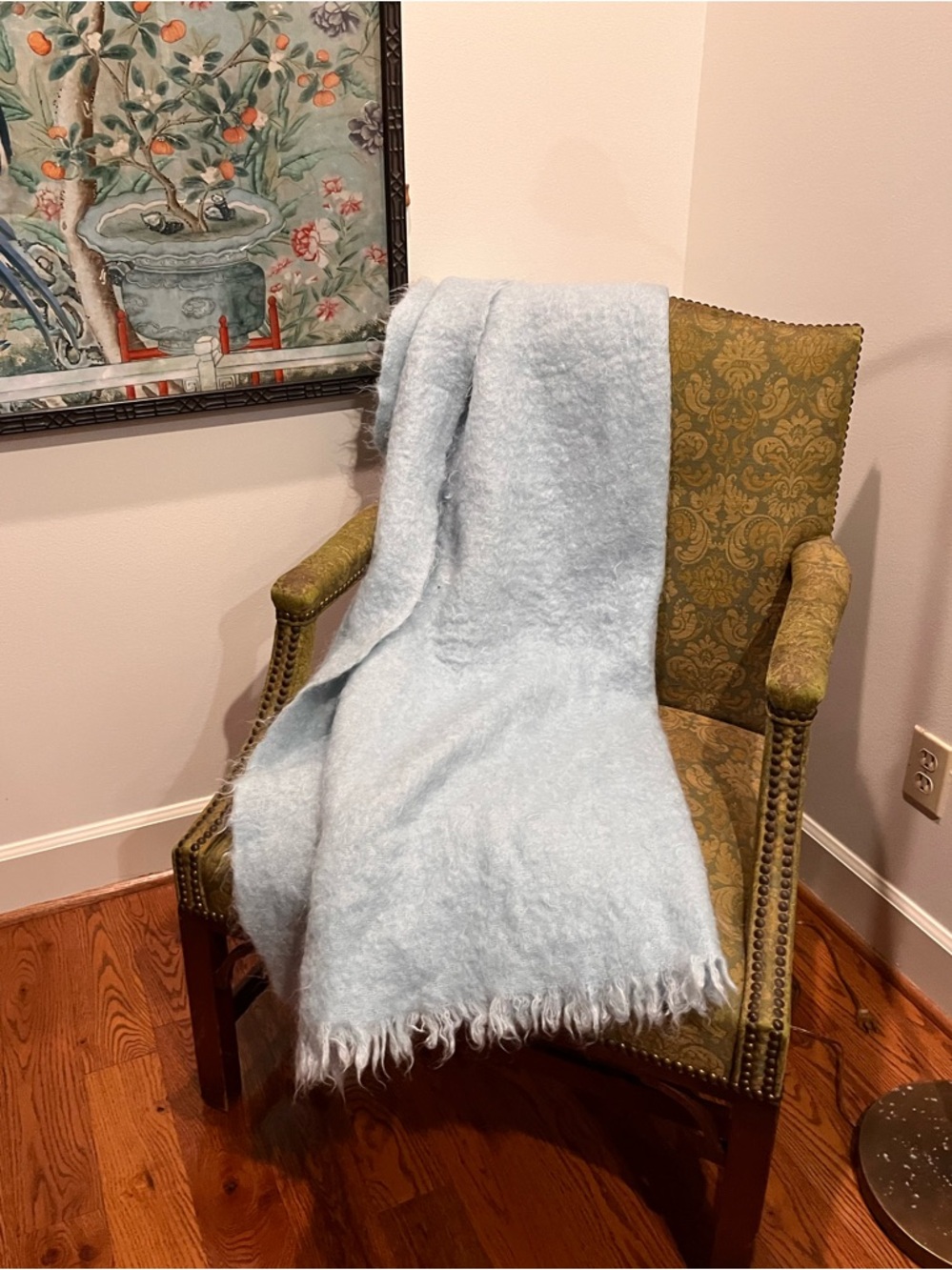 100% Mohair Baby Blue Throw Blanket